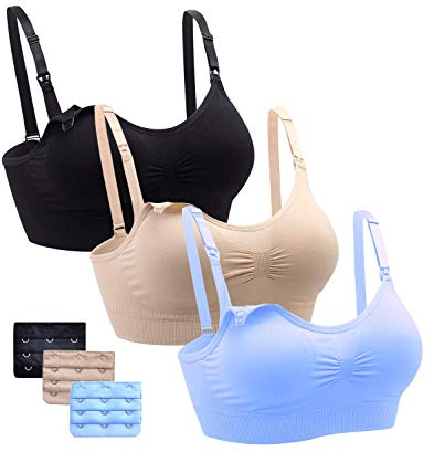 Cimary Sostén De Lactancia Sin Costuras Set,Sujetador de Maternidad Sujetador de Lactancia Maternidad,Sujetadores para Premamá 3 and 4 Pack