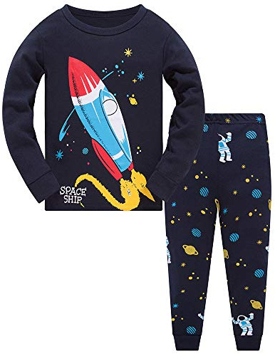 Pigiama Ragazzo Squalo Astronauta Razzo Cotone Lungo Pyjama Sets Vestiti Bambino Invernale Due Pezzi Impostato Natalizio Regalo per Ragazzi 7-8 Anni