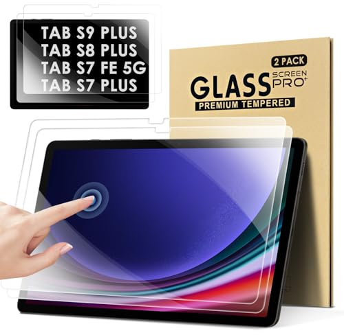KATUMO 2 Stück Schutzfolie für Samsung Galaxy Tab S10 plus/S9 FE Plus/Tab S9 Plus/Tab S7 FE/Tab S8 Plus/Tab S7 Plus 12,4 Zoll Displayschutz,Panzer Schutz Glas für Samsung Tab S9 FE+/S9+/S8+/S7+9H