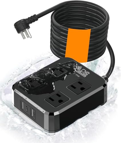 Outdoor Power Strip Weatherproof, Waterproof Surge Protector with 4 Wide Outlets & 3 USB Ports, 10FT Extension Cord, Wall Mountable, Overload Protection for Patio Garden Christmas Lights, ETL Listed