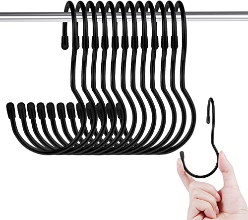 KINBOM 12 Stück 10cm S Haken, Schwarze S Form Haken Metallhaken zum Aufhängen zum Aufhängen von Zubehör Werkzeugen und Utensilien (Schwarz)