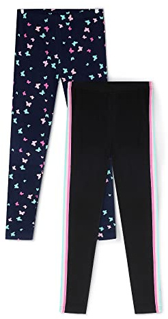 LiKing Leggings för flickor sportkläder för barn sportbyxor med sött tryck stretch 2/3-pack 4539, Flerfärgad C, 122/128 cm