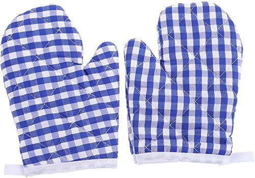 2Pcs Kids Oven Mitts Heat Resistant, Kitchen Mitts for Kids Toddler Safe Cooking, Anti-Scald Gloves Microwave Oven Gloves, for Children Play Kitchen, qzjijosen (Dark Blue)