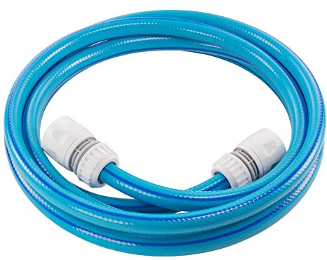 1/2 Blue Grey Flexible Garden Hose - 4 Layer Reinforced Pipe with Connectors Set for Hose Reels, Cart Extension Kit, Click-Lock Style Connectors (4m)