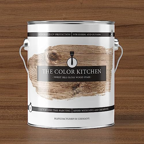 A.S. Création THE COLOR KITCHEN wetterfeste Premium Holzlasur für Innen und Außen, Farbton Nussbaum, seidenglänzend für optimalen Holzschutz, 2,5 L für 35 m² Anstrich