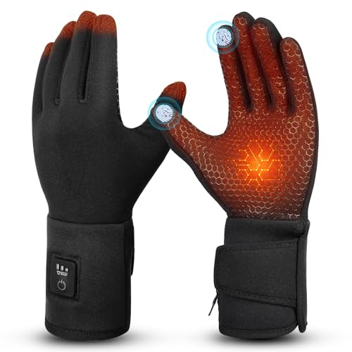 V.Step Heated Gloves for Men Rechargeable Women, Heated Glove Liners Battery Electric Hand Warmers for Fishing Motorcycle Ski Work Hunting Arthritis Black Large