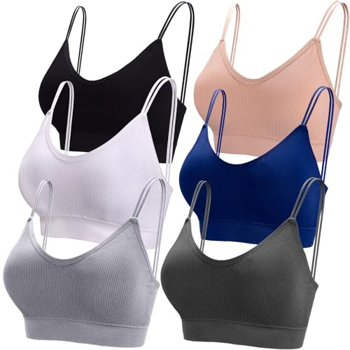 BQTQ 6 Pièces Soutien-Gorge Camisole Bralette avec Rembourré pour Femme | Bralette avec Rembourré, Soutien-Gorge sans Couture Bralette avec Rembourrage Amovible, Soutien-Gorge de Sport Confortable