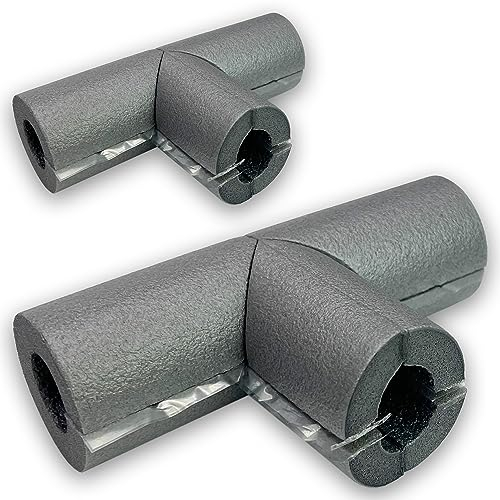 Rohrisolierung selbstklebend Grau Dämmung Isolierung Isolierschlauch Heizung Sanitär PE Isolierung Made in EU (2x T-STÜCK - 15 x 13 mm)
