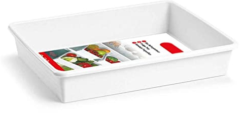 Acan Tradineur - Pack de 6 bandejas rectangulares para frigorífico, Polipropileno Resistente, hostelería, Fabricadas en España - 4 litros -34,5 x 26 x 6,5 cm - Blanco