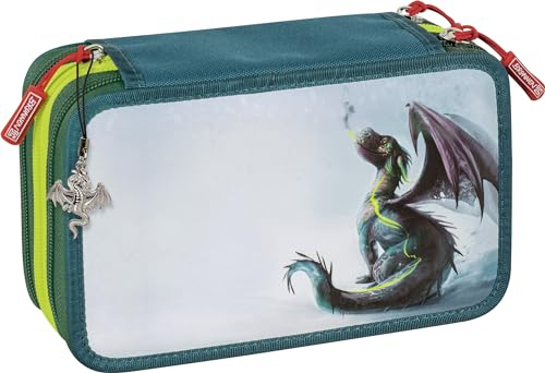 Brunnen XXL Schüler-Etui Federmappe Drago Drache 3 Reißverschlüsse