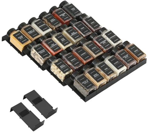 Famhap Gewürz Organizer Schublade, 24 Stück Patchworkable Gewürzregal Schublade, Küchen Organizer schublade für Gewürzgläser, Spice Rack Schublade für Gewürze Aufbewahrung