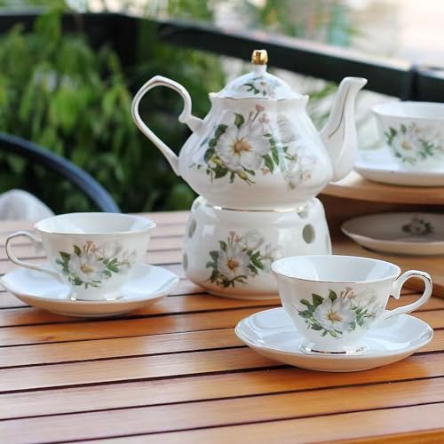 Scizorito Ceramic Coffee Tea Gift Sets, European Luxury Tea Set, Suitable as A Gift for Mother'S Day, Birthday, Christmas, and Gatherings (White Peony)