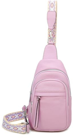 OBC Damen Bodybag Sling Tasche Rucksack Gürteltasche Crossbag Crossover Schultertasche Crossbody Brusttasche Umhängetasche Hellrosa V1
