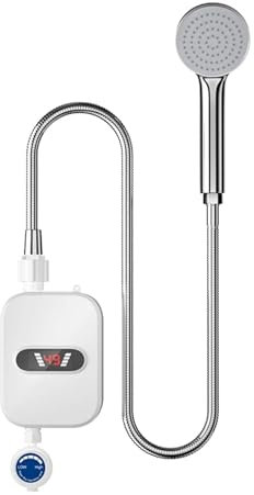 YYGJYGOO Calentador de Agua eléctrico para Ducha, Calentador de Agua instantáneo sin Tanque con Pantalla LCD, Juego de Ducha termostático de Tesoro de Cocina eléctrica pequeña