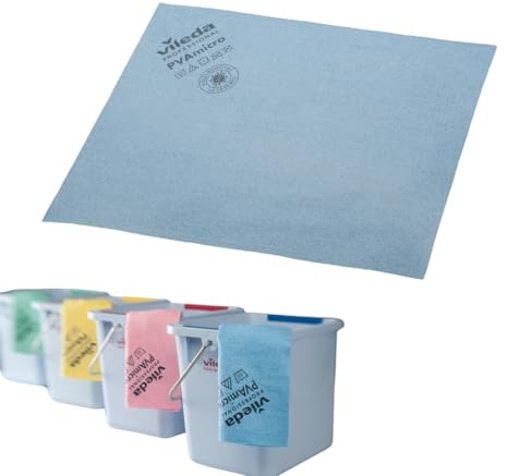 VILEDA Professional | Bayeta PVAmicro. PVA y Microfibra, color Azul, 38 x 35cm - Caja 20 paquetes x 5 uds