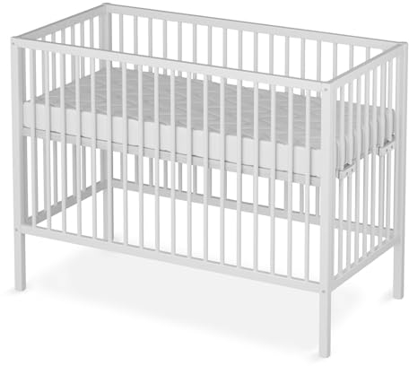 Sämann Baby Beistellbett 60x120 cm mit Premium Matratze SleepPlus - nutzbar von 0 bis 4 Jahre - rollbar & umbaubar zum Babybett -Gurtsystem & höhenverstellbar für alle Betten - weiß