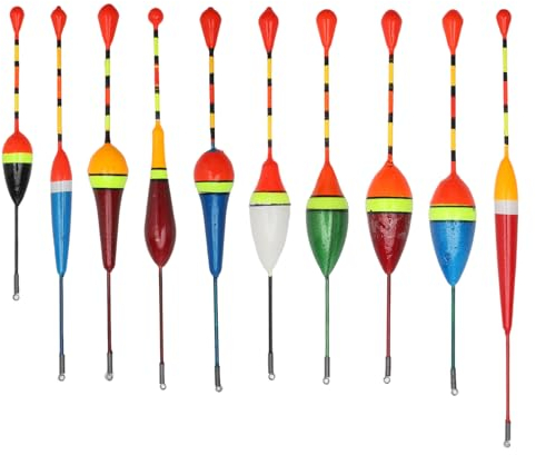 TNSLAND 10 Stück Angelposen Set Posen Angeln Angelzubehör Schwimmer Angeln Forellen Posen Angelset mit Schwimmer für Unterschiedlich Große Fischarten, Angel Posen für See Fluss Bach Teich