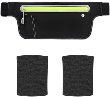 1 Sport-Hüfttasche, 1 Paar Armbänder, Verstellbare Hüfttasche, Reflektierende Reißverschluss-Hüfttasche, Taillen-Handytasche, Geeignet Für Sport Und Fitness