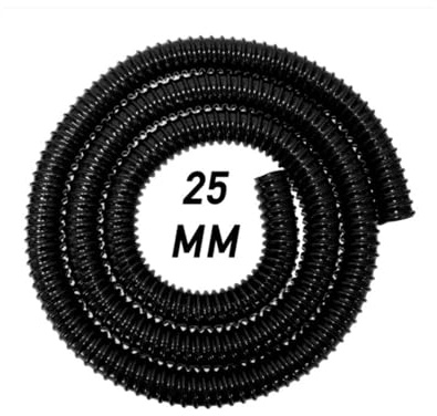 1 Meter Flexible 1 Pond Pumps Hose - 25mm Black Smooth Bore Hose - Corrugated Filter/Drainage Pipe with Double Wire Hose Clamp Set