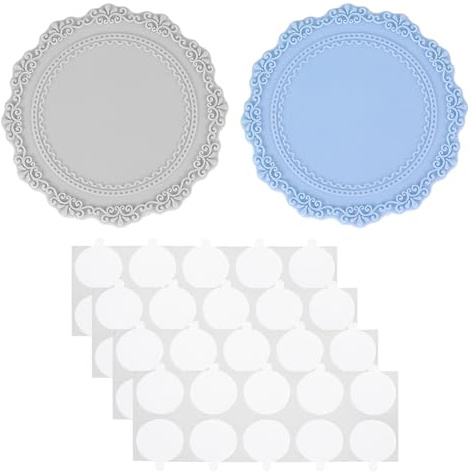 PATIKIL Pad in Silicone per Sigillo Cera, 2Pz Tamponi per Sigillo Cera con 40 Punti Adesivi Bifacciali, Piastra Supporto per Timbro, Ceralacca Fai da Te, Artigianato, Blu Grigio