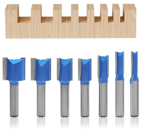 GYSRXS 7 Stück Nutfräser 8MM Shaft Holz Zweischneidig Nutfräser 6MM 8MM 10MM 12MM 14MM 18MM 20MM Oberfräse Nutfräser Set Geeignet für die Holzbearbeitung,Legierung