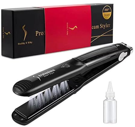 ZiaWorld Professional 2 in 1 Steam Flat Iron, Hair Straightener & Curler Styler, Tourmaline Ceramic Steam Hair Straightener, Flat Iron Vapor Plate, Glossy Hairs, Adjustable Temperatures