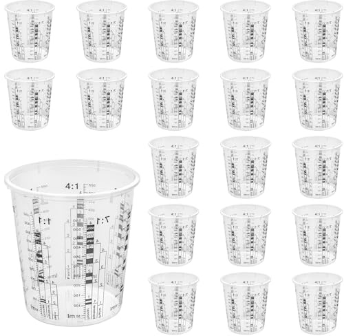 KOHAND 20 vasos de mezcla de pintura de 680 ml, 4.3 x 4.3 x 4.5 pulgadas, tazas medidoras blancas para epoxi y resina