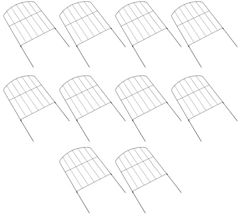 10-pack Dekorativa Trädgårdsstängselpaneler, Stängsel Utan Grävning, Totalt 24 Tum (H) X 13 Fot (L), Djurbarriärstaket med Sidohylskrokdesign, Stålstängselpaneler Av Järnmetall,