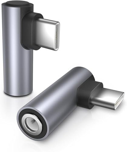 Votvlog Adaptador USB C a Jack 2 Piezas Adaptador de Auriculares USB C en Ángulo de 90 Grados, Adaptador USB C a Jack 3.5 para Samsung S23/S22/S21Ultra, iPad Pro, Pixel, Oneplus, iPhone 15 (Gris)