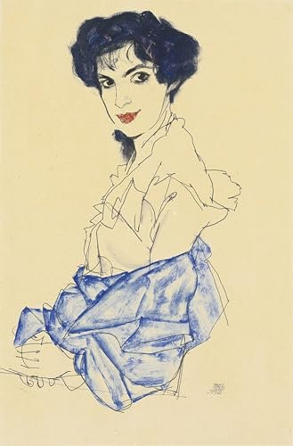 XcBAIHOUD Vintage Wandkunst Bilder Kunstdruck Wanddeko Porträt der sitzenden Elisabeth Lederer mit gefalteten Händen von Egon Schiele Wanddekoration Landschaft für Wanddekoration 60x90cm