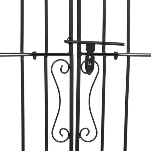 Porta in Ferro Battuto, Elegante Cancello da Giardino con Design Ornamentale e di Blocco, 121 X 8 X 200 Cm, Pali per un Forte Supporto del Cancello, Accenti Decorativi per