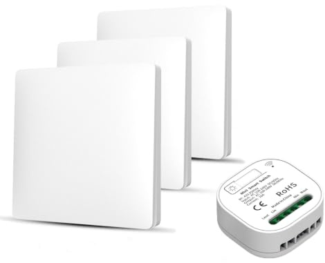 Funk Lichtschalter 230V Funkschalter mit Empfänger Ohne Batterie Set Wireless Smart Switch AC 100-240V Funklichtschalter 10A RF433 Schalter Funk (3 switch + 1 receiver kit)