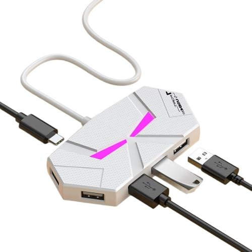 Computer USB Adapter Expansion Dock 7 Port Not Require External Power With Heat Dissipation For Office USB Adapters USB Hub With LED Lighting