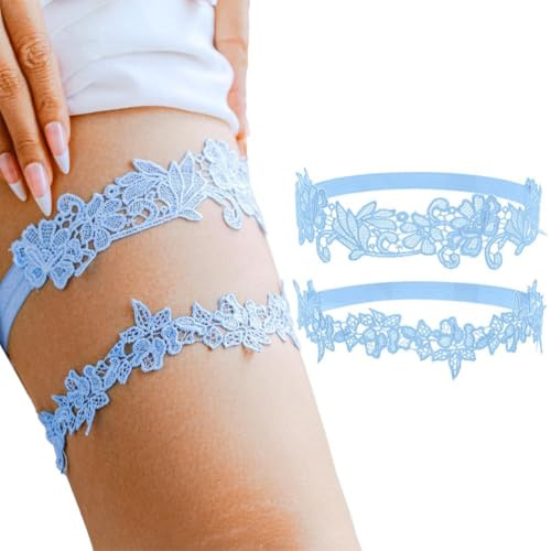 GGUFAY Liga Novia Azul, Regalo Nupcial, Ligas de Boda para Noviasde Novia para Fiesta, Compromiso, Despedida de Soltera (B)