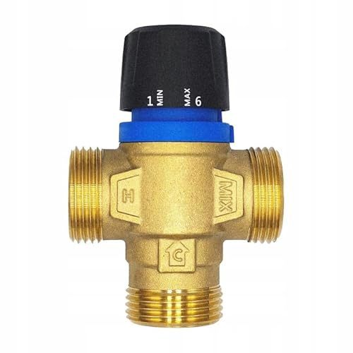 Thermostatisches Mischventil 1″ DN25 – Temperaturbereich 35–60 °C, Messing, Außengewinde, für Warmwasseranlagen und Sanitärinstallationen