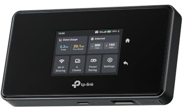 TP-Link 5G AXE3600 Router móvil inalámbrico WiFi 6E hasta 3,6 Gbps, batería de 4700 mAh, pantalla táctil, puerto Gigabit, cifrado VPN, ranura para tarjeta micro SD de hasta 2 TB portátil
