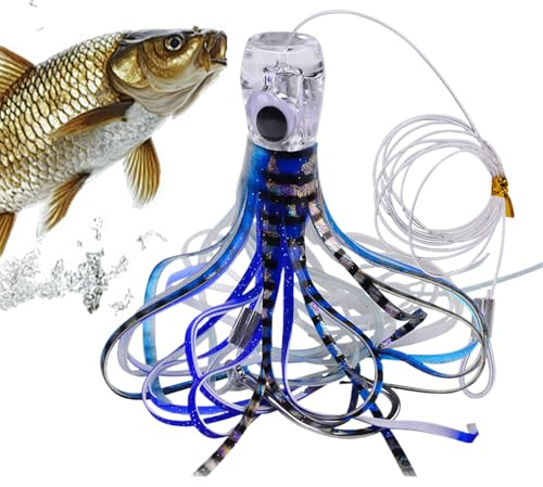 Señuelos de arrastre para agua salada, simulación de pesca artificial para pesca – Cuchara ondulante realista para perca, trucha, bagre, agua dulce, mar nocturno, kayak surf, vuelo, hielo, papá y