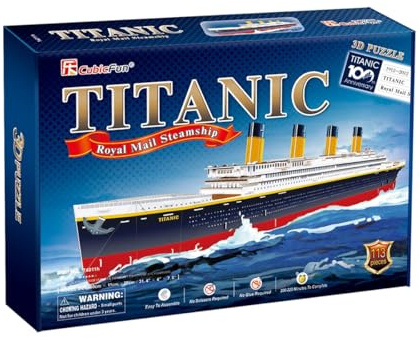 CubicFun 664011 3D Puzzle, Titanic, historisches Modellschiff, Schiff Bausatz, Modelbausatz mit 113 Teilen, Modellbau ab 10 Jahren, Grau-weiß