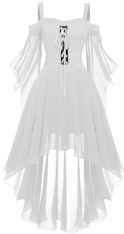 TOFOTL Feste Costume Vampiro, E Halloween Sexy Invernale Vestito Donna Halloween Cintura Corsetto， Manica Cerimonia， Pile Tradizionale, Invernale Costume Carnevale Donna 27-Bianco 3XL