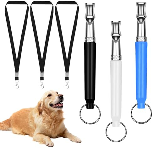 Hundepfeife Rückruf, 3 Stück Hundepfeife Hochfrequenz Lautlos, Metall Hundepfeifen, Einstellbar Erziehungshilfen für Hunde, mit Lanyard für Hören Sie Auf Zu Bellen und Trainieren Sie Ihren Hund