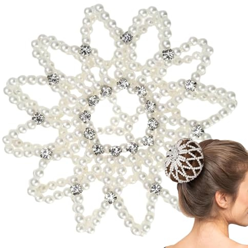Dutt-Abdeckungen für Damenhaar, Perlen-Strass, Ballett-Dutt-Haarnetz, Styling-Zubehör für Party, Sport, Arbeit, Quick Fix Tanzaufführung, Bühnenaufführung, formelle Veranstaltungen