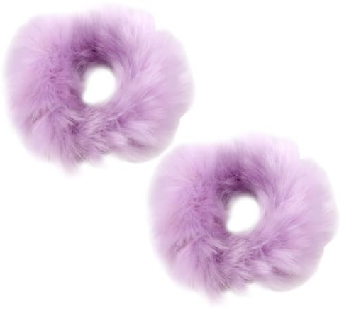Elastiska fluffiga hårband konstgjord kaninpäls hårsnoddar tillbehör med hästsvans hållare för kvinnor flickor (2 stycken av samma kål