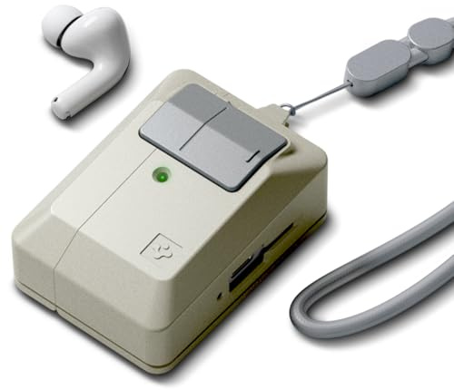 Spigen Classic LS Hülle Case Kompatibel mit AirPods Pro 3. Generation (2025) - Stone | Klassisches Macintosh-Maus-Design, sicherer Verschlussclip, Umhängeband im Lieferumfang enthalten, Stein