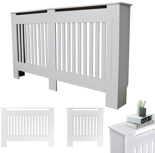 Lucn Radiator Cover Wall Grill Cabinet MDF Wood Radiator Shelf Heater Covers Thicken Wooden Hallway Home Office Furniture Decorative (White, Medium/ 32.3 x 44.1 x 7.5 inch)