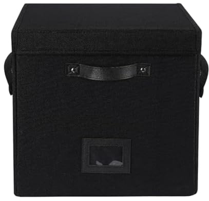 Fegtrtyoa Boîte de Rangement pour Disques Vinyles, Étui de Rangement pour Albums LP, Caisse en Tissu pour Disques Vinyles pour la Protection des Albums et Un Accès Facile