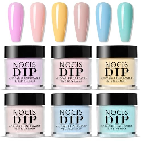 Kuuleyn NOCIS 6 färger Nail Dip Powder Set Nail Art Dip Powder Kit Snabbtorkande Nej /LED Nagellampa behövs för DIY Salon Nail Art Manikyr (NCSKJ-116)
