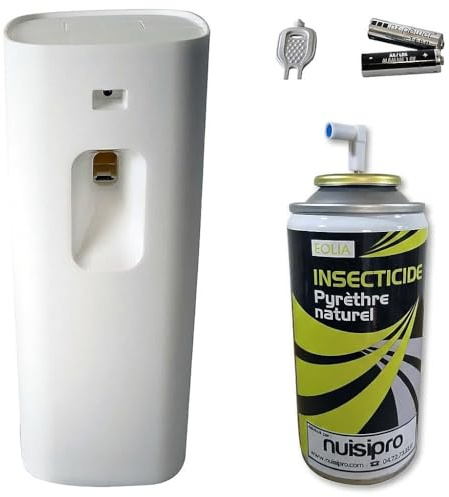 NUISIPRO Spray Aérosol Anti Mouches et Moustiques - Diffusion Automatique Programmable - Action Rapide - Technique Professionnelle - Protection 6 semaines - Offre économique