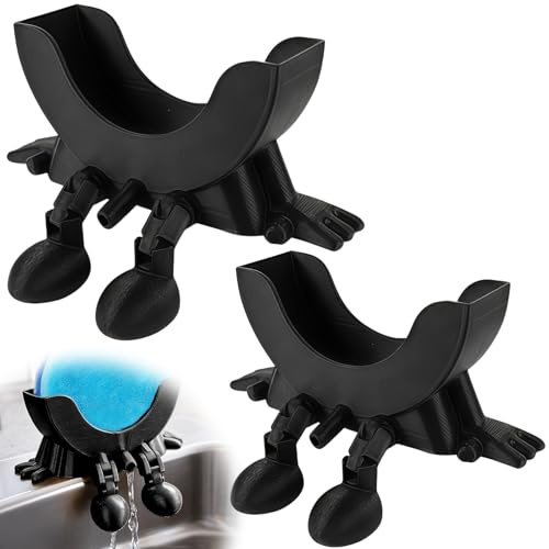 2Pcs Cute Hanging Sponge Holder with Drainage, 3D Printed Sponge Holder, Funny Kitchen Sink Sponge Stand for Dry Storage, 3D Printed Sponge Stand for Kitchen Sink and Bathroom (Excluding Sponges)