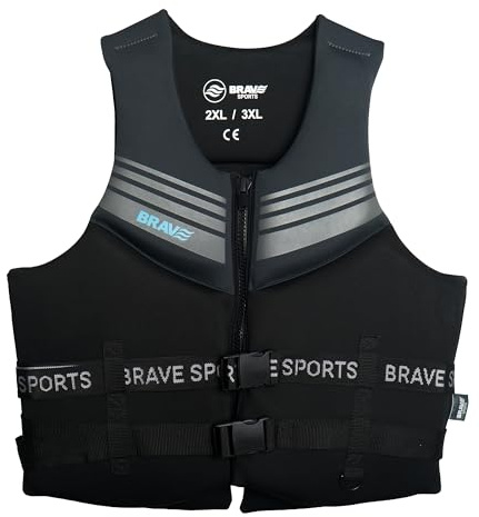 BRAVE SPORTS Chaleco Ayuda a la Flotabilidad 50N Certificado Adultos – Moto de Agua, Kayak y Paddle Surf – Neopreno SBR + EPE – Cremallera, Cintas y Anilla D