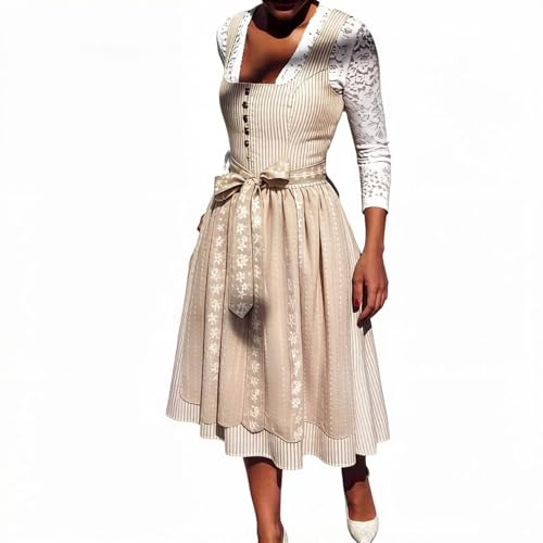Abito Baviera Tedesca Tradizionale Dirndl Carnevale Oktoberfest Domestica Costume Abito Tradizionale con Corpetto e Gonna a Righe per Eleganti Riunioni Festive in Stile Oktoberfest Sottoveste Cosplay